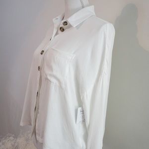 Long sleeve button up trendy shirt